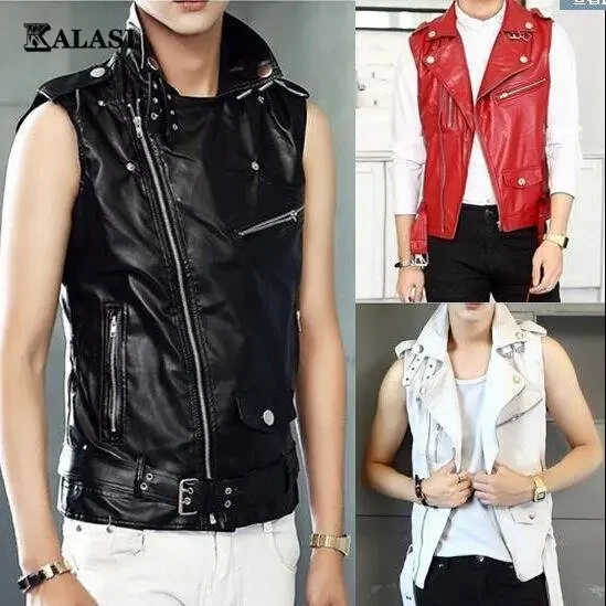 Spring Autumn Black Pu Leather Waistcoat Women Motorcycle Vest Coat Sleeveless Vests