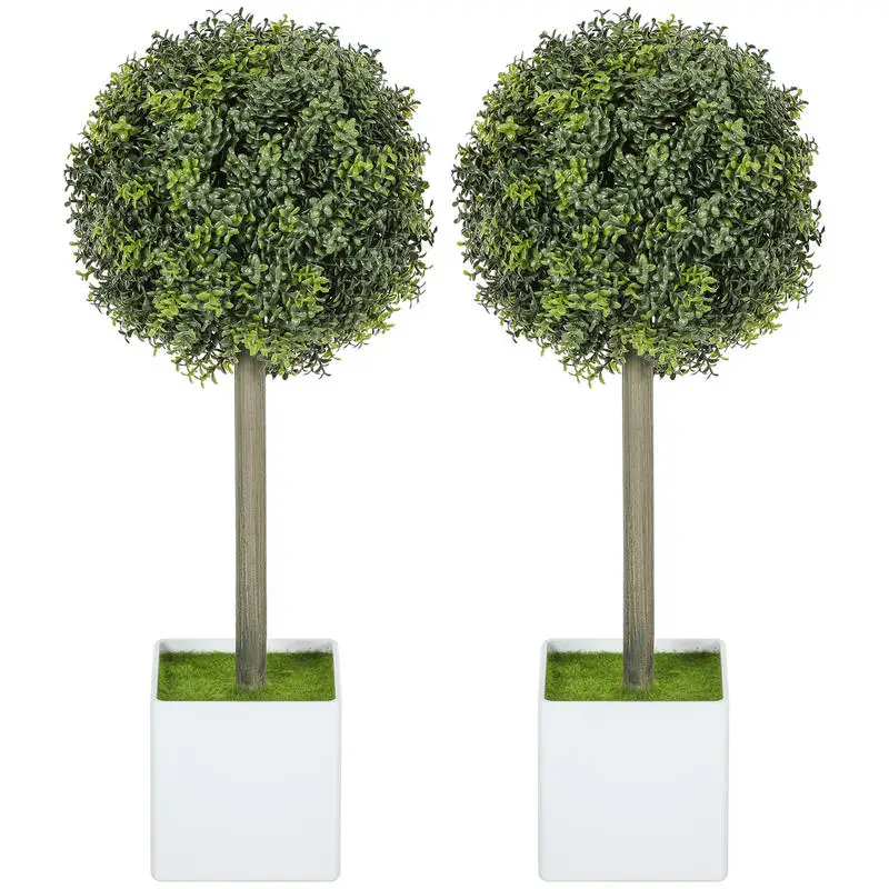 

Lifelike Artificial Plants Set of 2, Fake Boxwood Topiary Balls with 114 PE Leaves for Home or Office Decor, Green