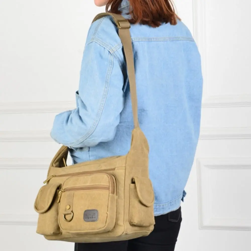 

Large Capacity Outdoor Shoulder Bag Canvas Adjustable Climbing Storage Bag Breathable Durable Travel Tool Bag Cycling