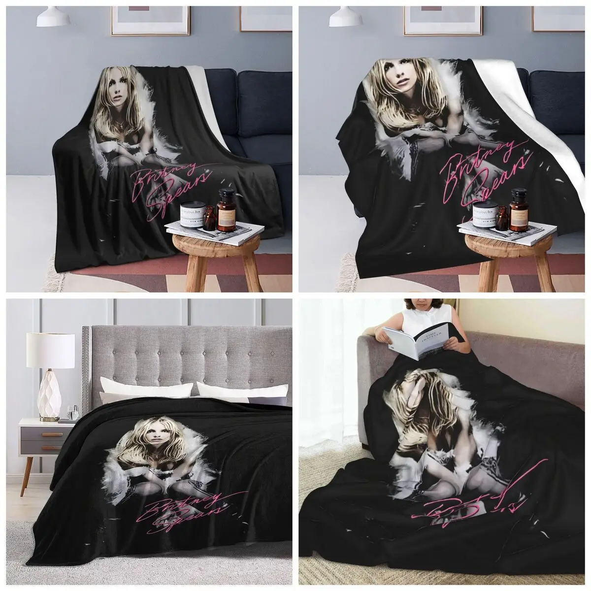 Britney Spears Iconic Catchphrase Merch Blanket Soft Warm Flannel Throw Blanket Bedding for Bed Travel Home Sofa