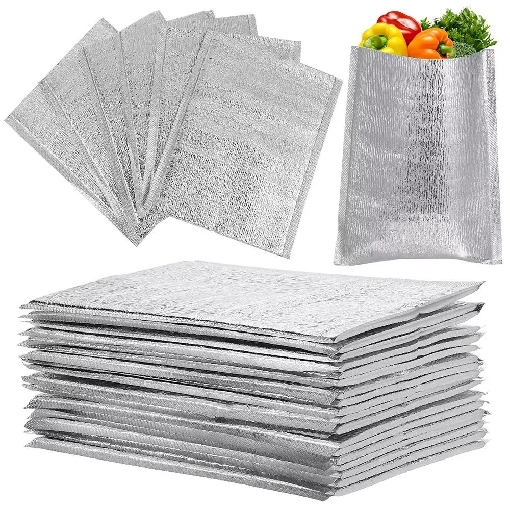 40Pcs/Pack 3mm Thickened Aluminum Foil Bag Food Thermal with Closure Insulation Bag Ice Cold Warm Cooler Bag Drink Storage