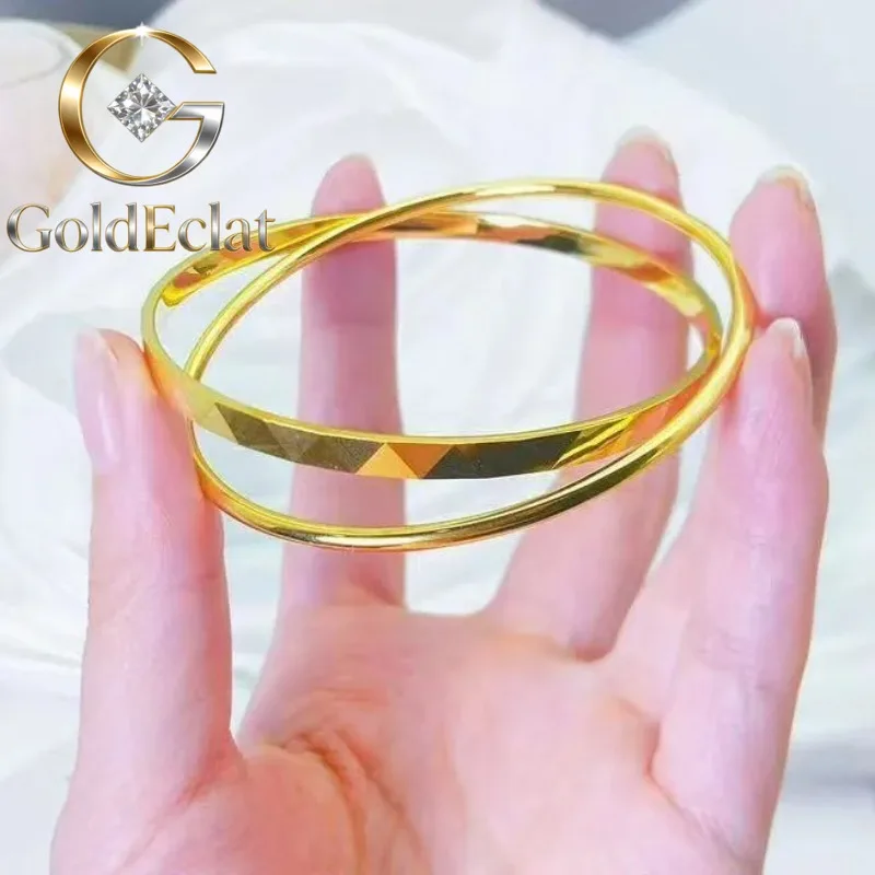 

GoldEclat Women's 24K Gold AU999 Interlocking Rings Bracelet with Stylish Luxury | Vine-wrapped rings , daily