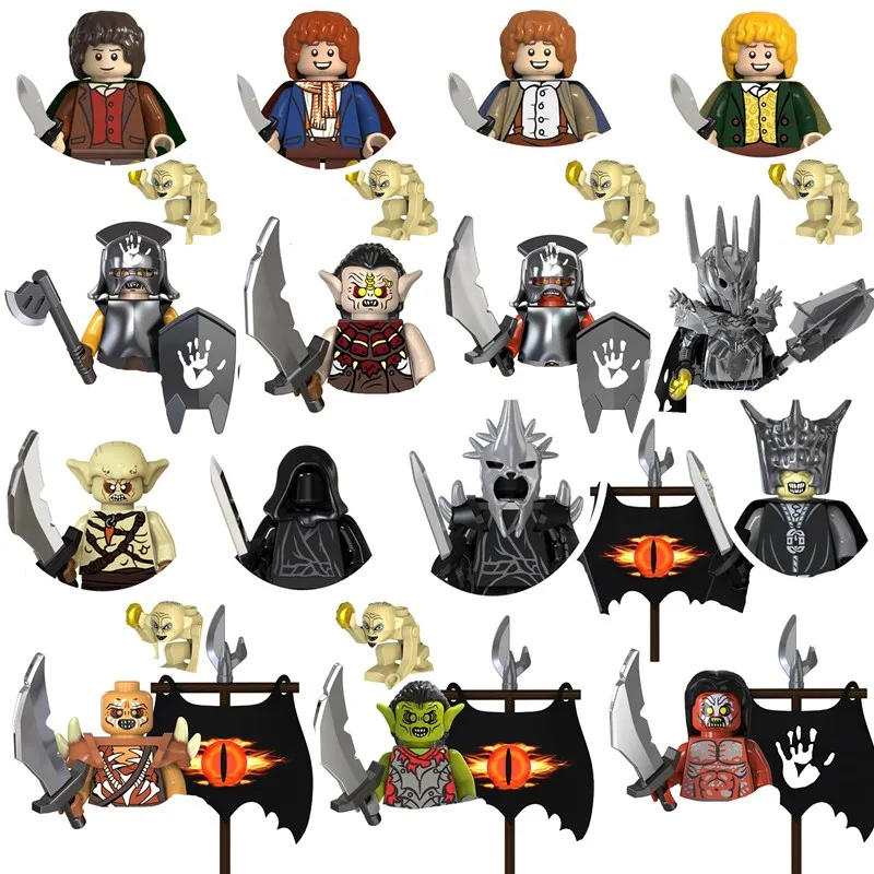 Movies Building Block Anime Character Frodo Sam Merry Goblin Sauron Mini Action Doll Model Puzzle Toy Kids Birthdays Gifts