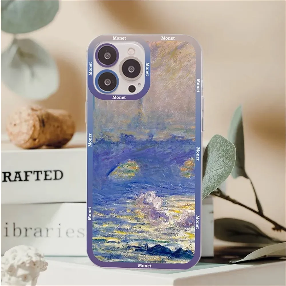 Claude Monet Impressionist Art Phone Case For iPhone 14 13 12 11 Pro Max Mini X Xs XR 6 7 8 Plus SE 2020 Transparent Case