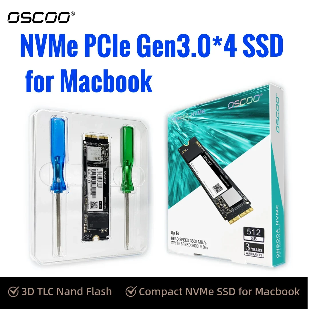 Oscoo-ssd nvme pcie gen3.0 x 4, para macbook air 2013, 2015, 2017, a1465, a1466, a1398, a1419, a1418, com ferramentas gratuitas