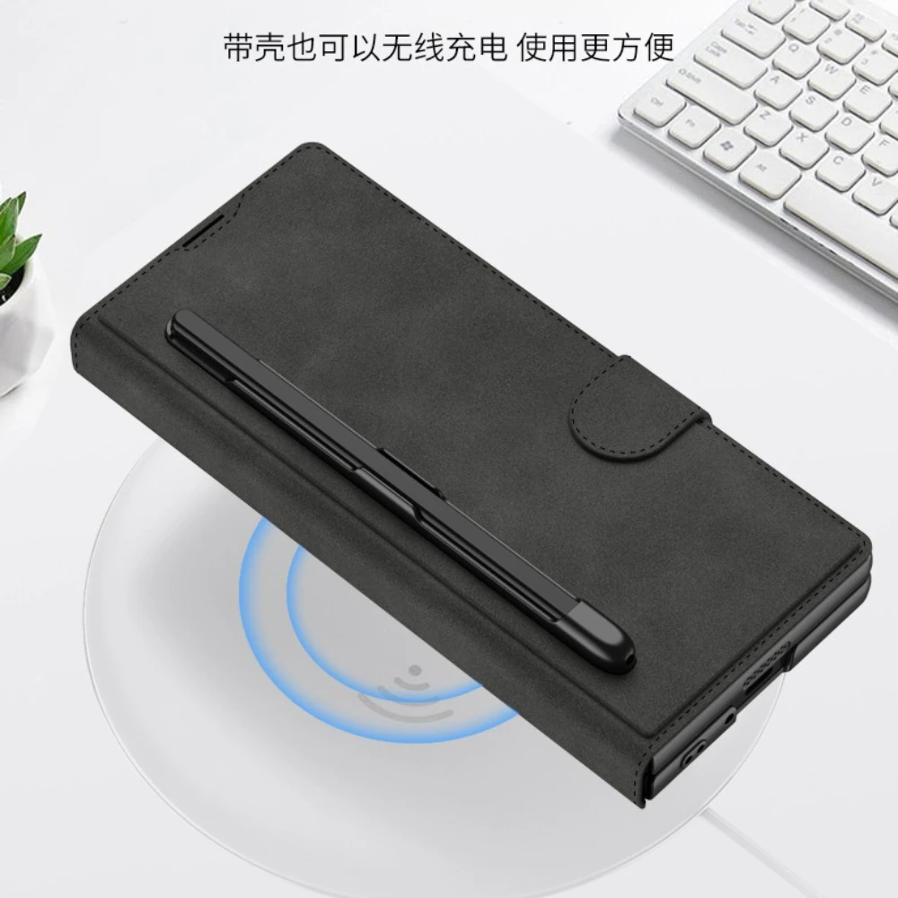 أضعاف 7 حامل بطاقة شاشة فيلم وحال بالنسبة لسامسونج غالاكسي Z أضعاف 7 6 فتحة القلم المغناطيسي مشبك المحفظة بولي Leather الجلود + PC الغطاء الصلب #4