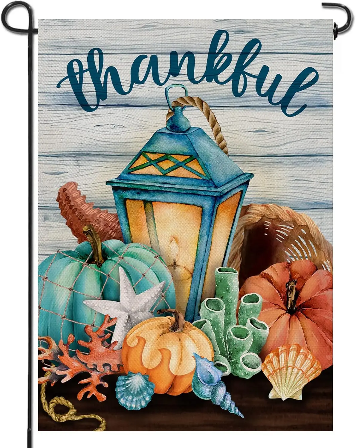 Artofy Thankful Nautical Pumpkin Lantern Home Decorative Garden Flag, Thanksgiving Yard Lawn Fall Coastal Outside Decor, Aut GGX