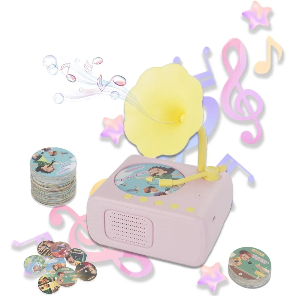 

Early Education Phonograph | 96 Cards with Music and Stories | 0-7 Birthday Gifts | Blue/Pink