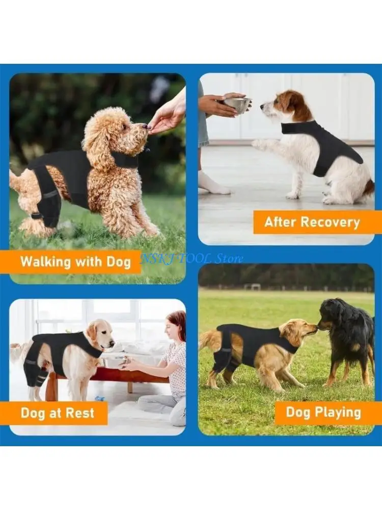L8RC Breathable Neoprene Dog Leg Brace Elastic Protective Wrap For Senior Postoperative Pet Back Leg Joint Care