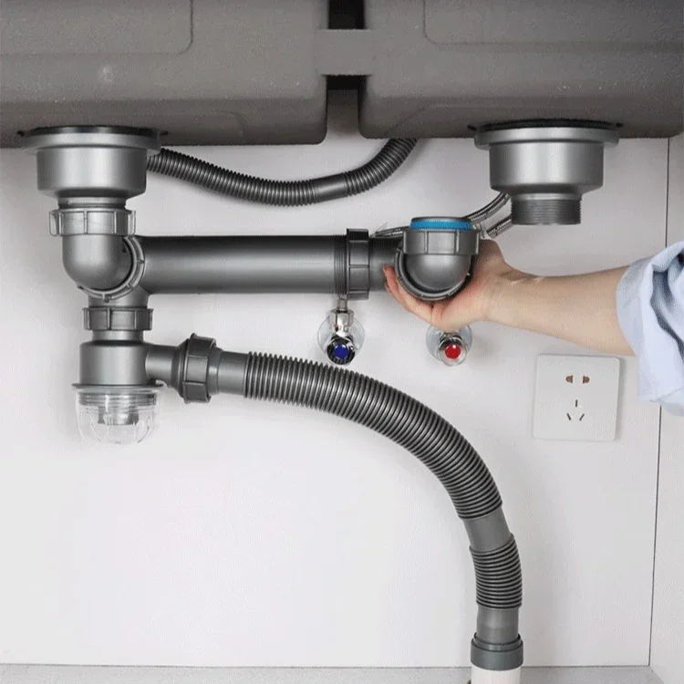 

Кухонная сливная труба с защитой от запаха и блокировки, сливная труба для раковины, одинарная или двойная мусорная ловушка, аксессуары для раковины, бытовые аксессуары