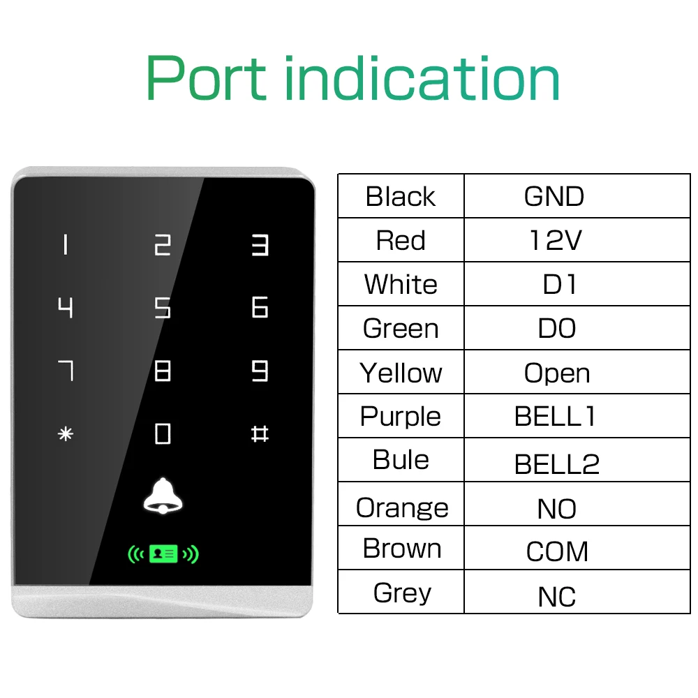T2DC RFID التحكم في الوصول لوحة المفاتيح قارئ RFID 125Khz + 13.56Mhz Mi-fare جميع دعم شاشة تعمل باللمس الخلفية IP67 مقاوم للماء 1600 مستخدم #5
