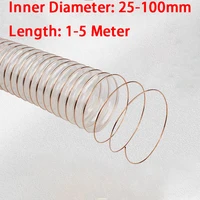 Manguera de recolección de polvo de PU transparente de 20-100 mm de diámetro interior para usar con colectores de polvo con puertos. Ideal para aspiradoras de tienda, 1-5 metros