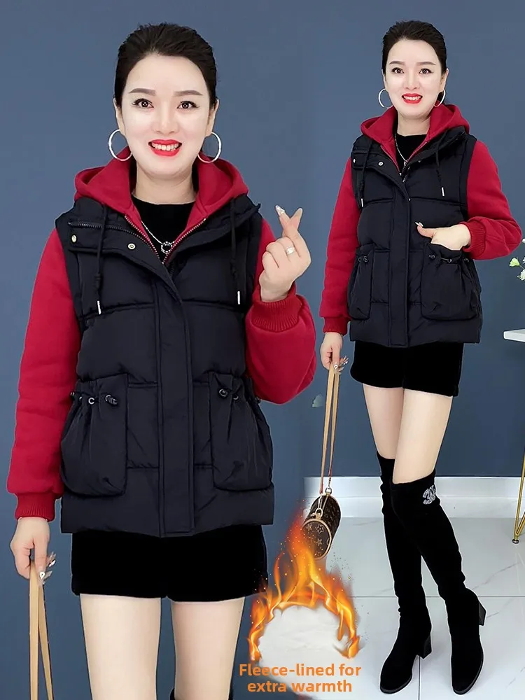 Moda casual inverno nova Faion algodão com capuz Jaet Sli mãe de meia-idade roupa feminina Ele Coreano Sle Thiened Lon...