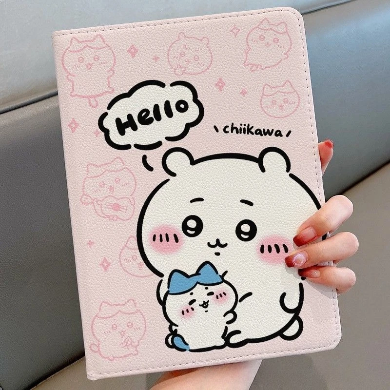 

Для планшета iPad 11th A16 Air7 M3 11 дюймов с рисунком Chiikawa 2024 Pro Air6 Air5 10,9 дюйма 10 9 8 10,2 360 ° Вращающийся корпус