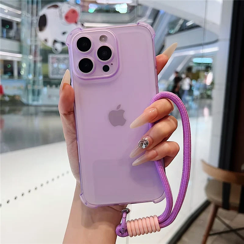 With Lanyard Clear Matte Phone Case For Vivo Y36 Y16 Y39 Y29 Y19S Y02 Y22 Y03 Y28 Y33S Y21S Y76 Y78 Shockproof Wrist Strap Cover