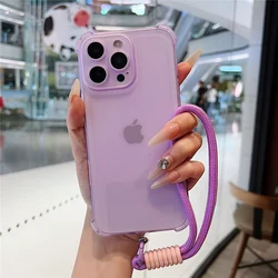 With Lanyard Clear Matte Phone Case For Vivo Y36 Y16 Y39 Y29 Y19S Y02 Y22 Y03 Y28 Y33S Y21S Y76 Y78 Shockproof Wrist Strap Cover