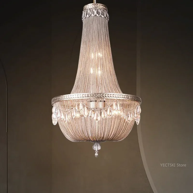 

GHEUVNJ Modern duplex building pendant light living room luxury villa hollow high ceiling light