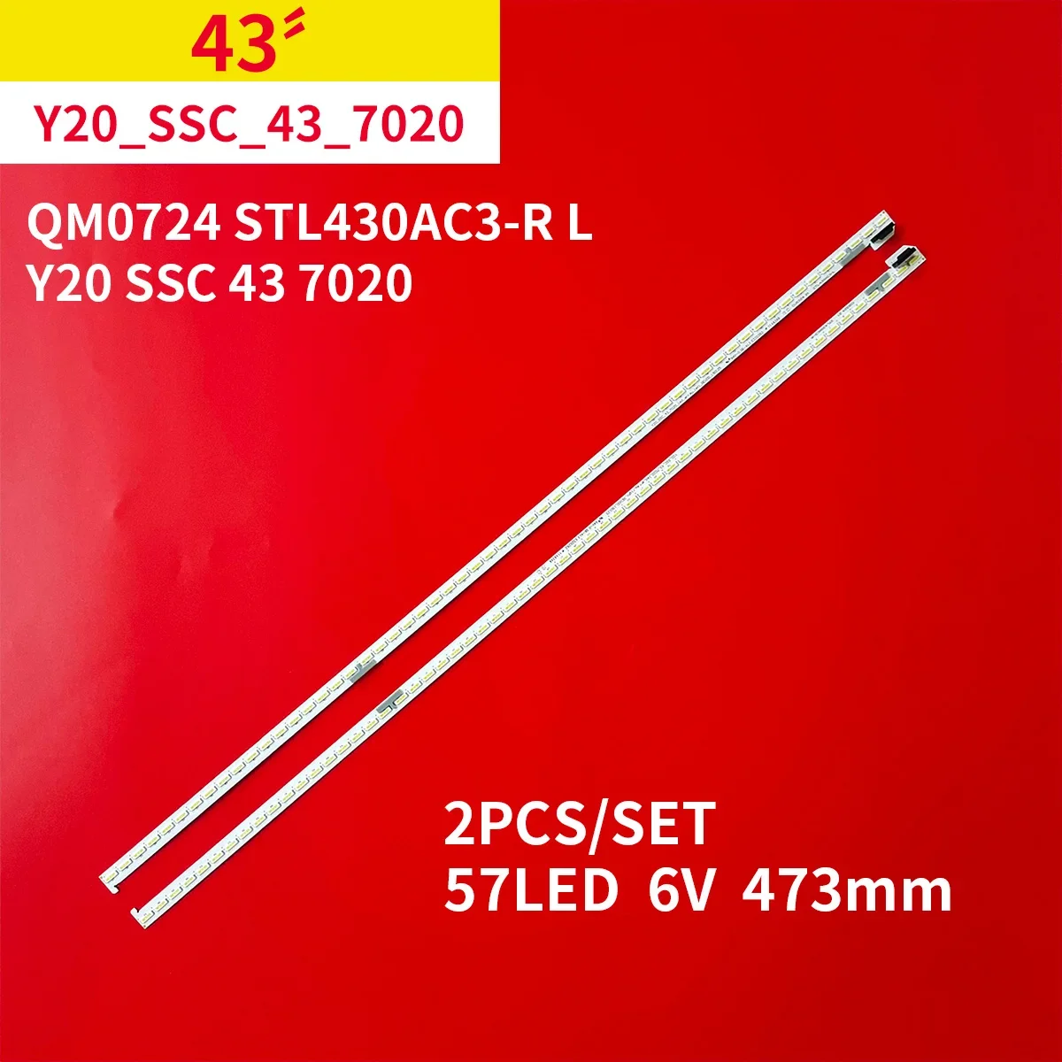 New LED Backlight Strip 57 Lamps 6V for 43