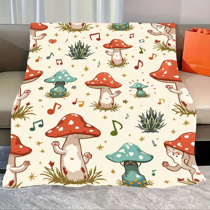 

1 шт. фланелевое одеяло, милое одеяло с грибами и нотами для уютного домашнего декора