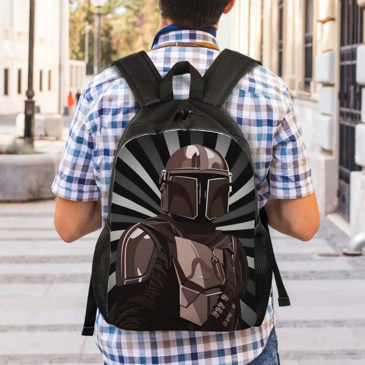 حقيبة ظهر مخصصة للكمبيوتر المحمول M-Mandalorianed للنساء والرجال حقيبة الكتب الأساسية للمدرسة والكلية وحقيبة التلفزيون الفضائية #6
