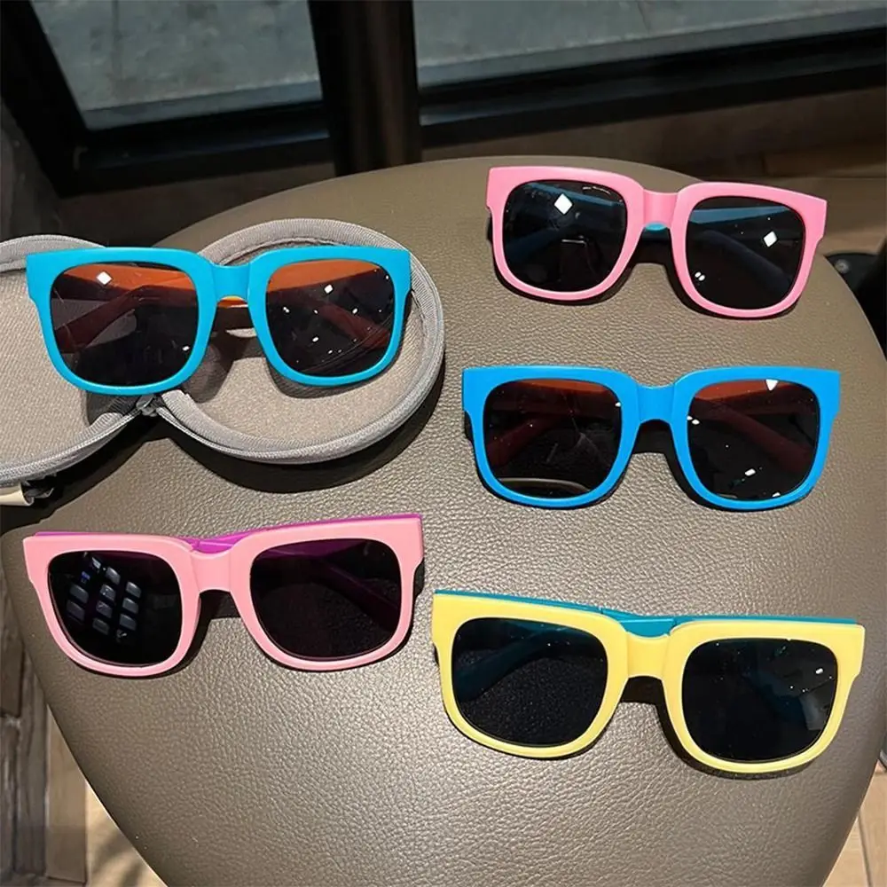 Kids Sunglasses Outdoor Foldable Sunglasses Boys Girls Travel Goggle Shades Children Eyewear Vintage Square Frame Sun Glasses