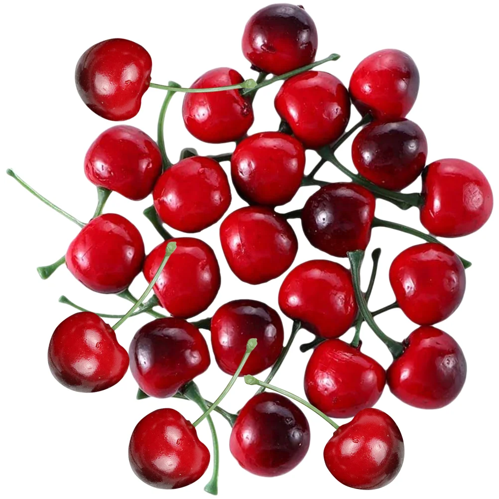 40 Pcs Lifelike Fruits Fruitful Food Toys Artificial Desktop Imitation Cherry Adornment