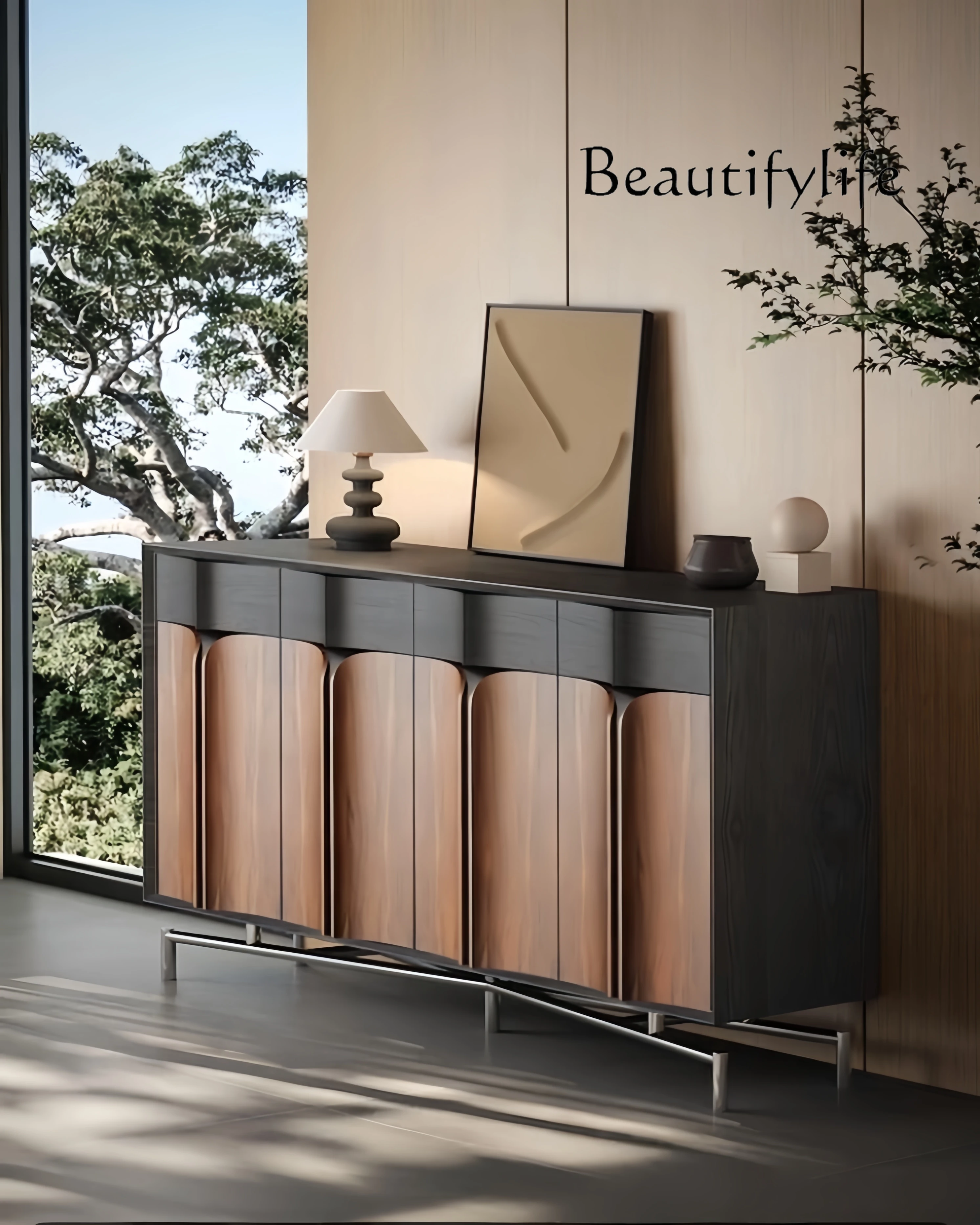 

Medieval style dining side cabinet French retro entrance cabinet Solid wood locker Dining side cabinet decoration fashion