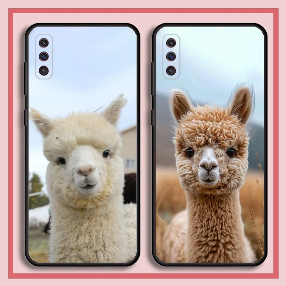 Lama Llama Alpaca Phone Case For Samsung S23,23,22,30,21,10,9,Note20 Ultra,Lite,Ultra,5G,Plus,FE,Black Soft Case