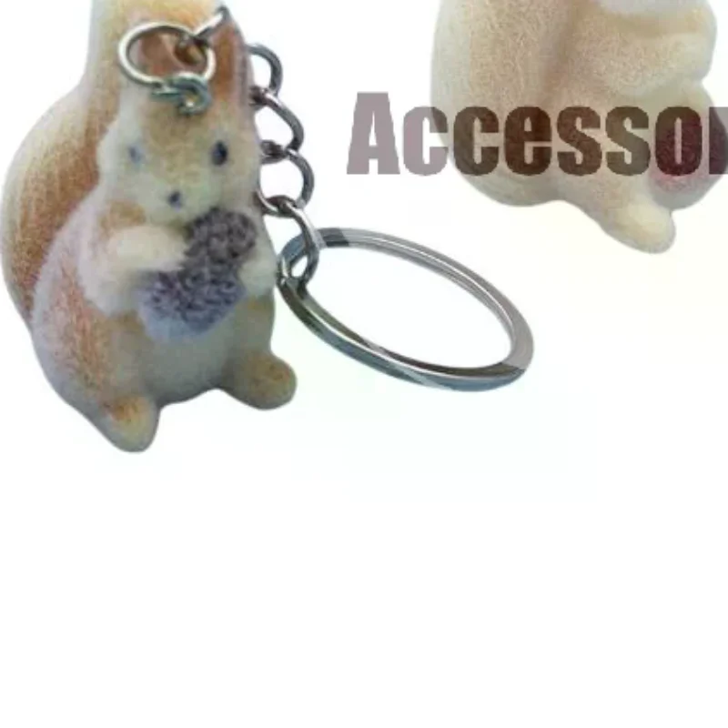 Cute Three-dimensional Squirrel Plush Pendant Keychain Resin Plush Car Keychain Children's Gift Decorative Accessories