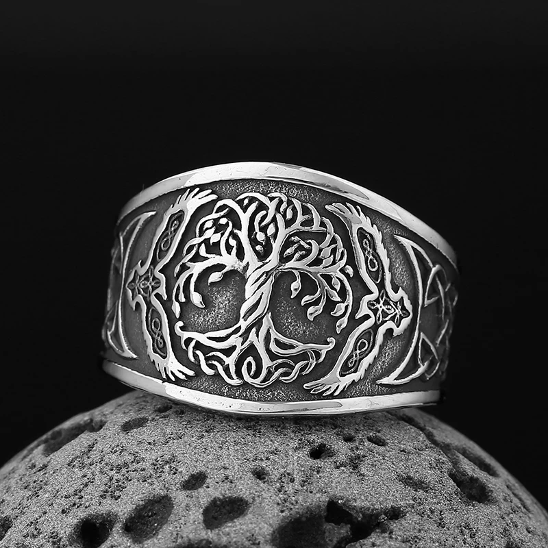 2024new 316l Roestvrij Staal Noord Viking Boom Van Het Leven Ring Voor Man Vrouwen Vintage Sieraden Goed Gepolijst Ontwerp Vriendje Cadeau