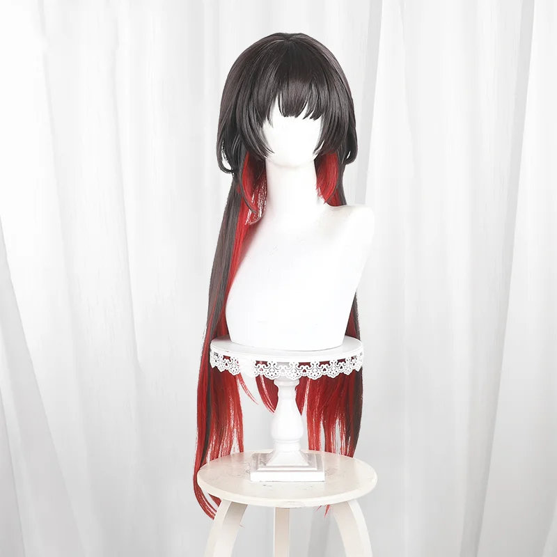 Peluca de Cosplay de noche larga de Geisha Game Identity V, pelo de personaje de Anime degradado negro y rojo para fiesta de Comicon, mujeres y hombres adultos