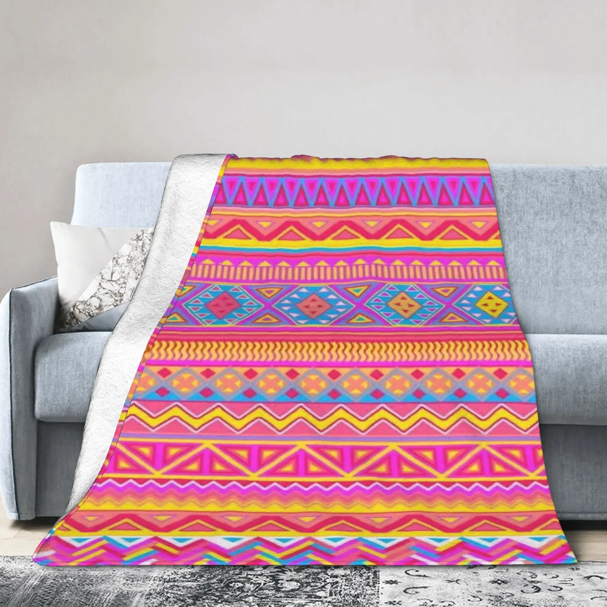 Southwestern Aztec Tribal Merch Blankets Lightweight Thin Velvet  Throw Blankets Cozy Plush Thin Quilt