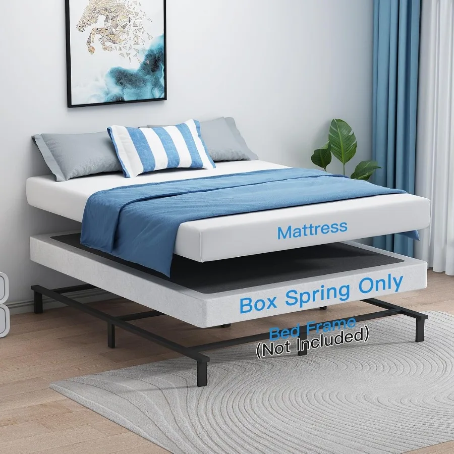 King Box Spring,5 Inch Low Profile Box Spring for King Bed,3500lbs Heavy Duty Metal Mattress Foundation Support