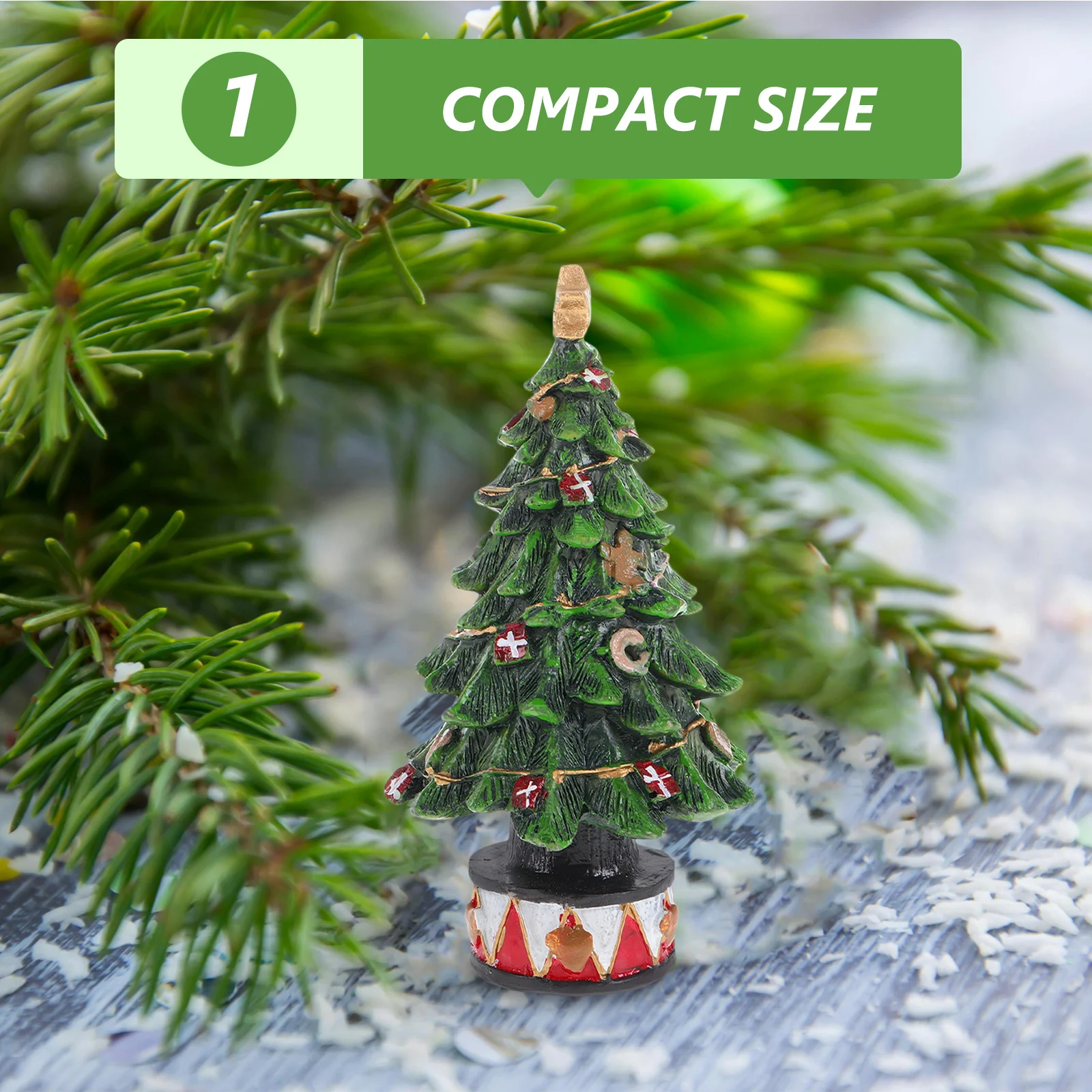 

1pcs Miniature Resin Christmas Decoration Mini Xmas Tree For Desktop Holiday Party Tabletop Artificial Pine Tree Ornament