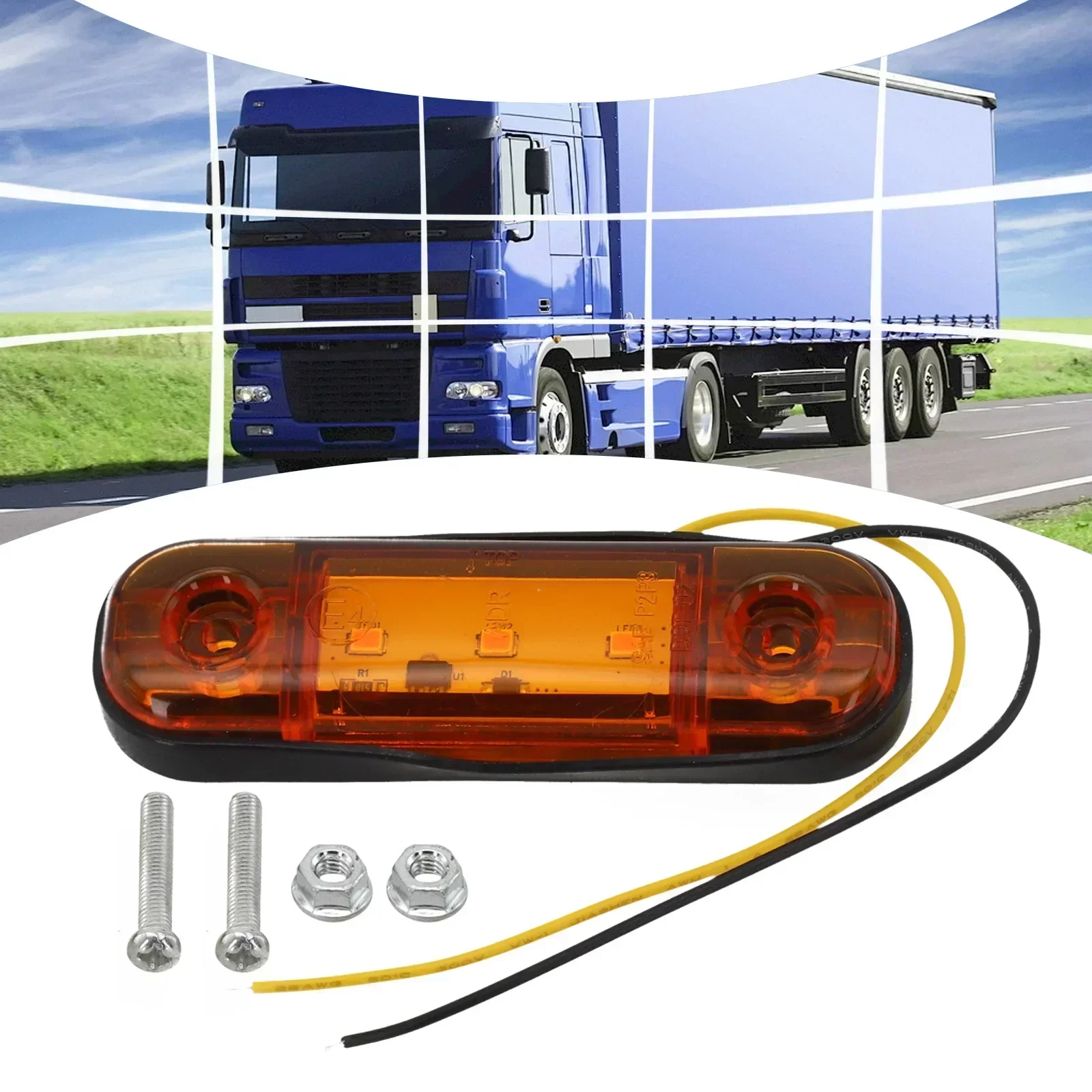 1pc 12V 24V Side Light 3 LED Ultra-bright Lamp Waterproof Side Light Red Orange White For Trucks Vans