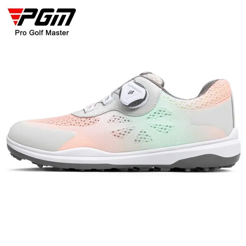 

PGM Golf Women's Shoes Anti-Slip Wear Gradient Sneakers Knob Buckle Laces Breathable Mesh Upper Sneakers