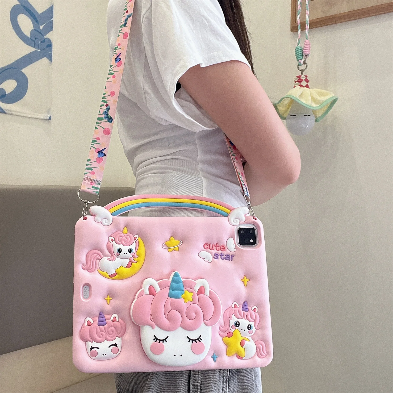 Funda de unicornio de silicona para iPad 9,7, 5 a, 6, 10,2, 7 a, 8, 9, 10, a generación, Air 2, 3, 4, 5, 10,9 Pro, funda con soporte de silicona para niños de 11 pulgadas