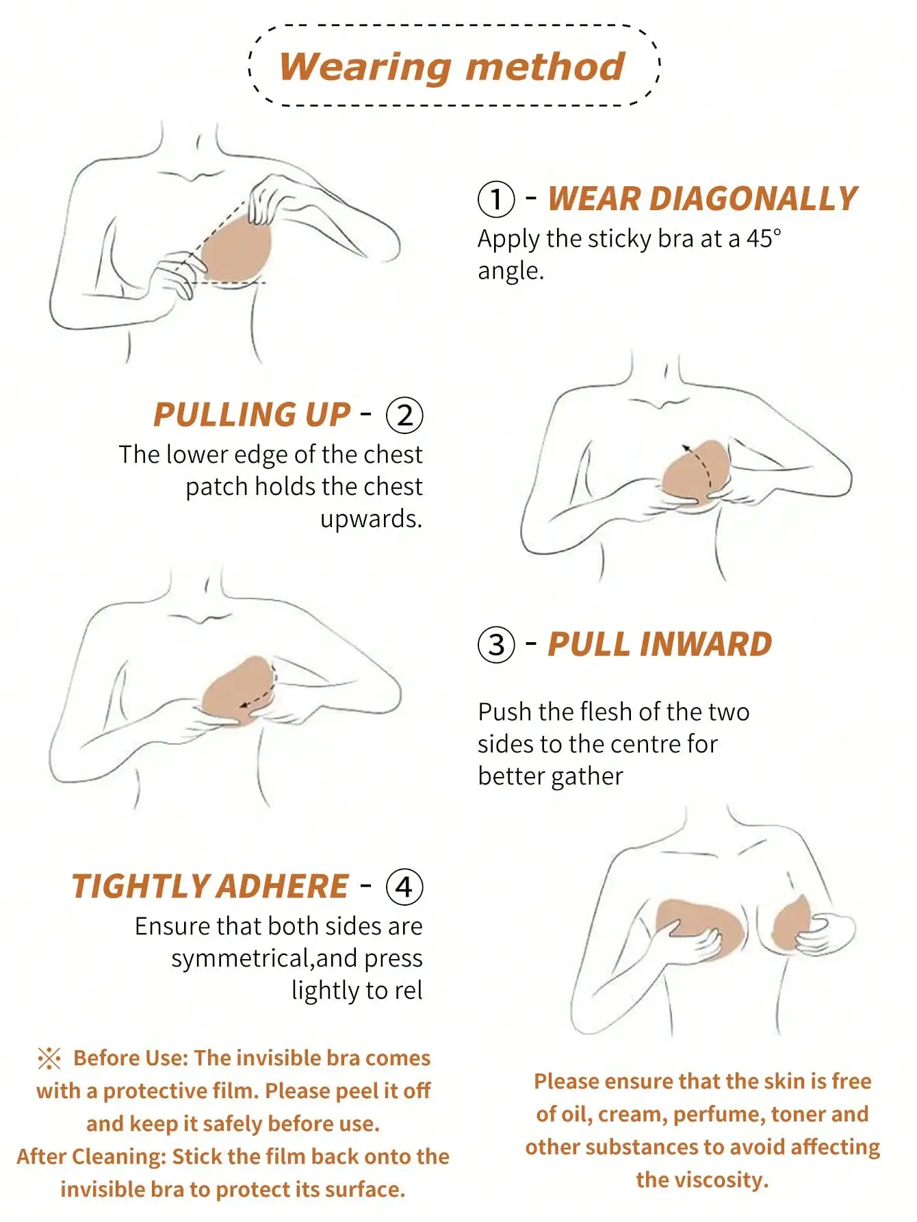 1 par de copas de sujetador push-up invisibles de silicona sin espalda, con un diseño invisible para realzar los senos.