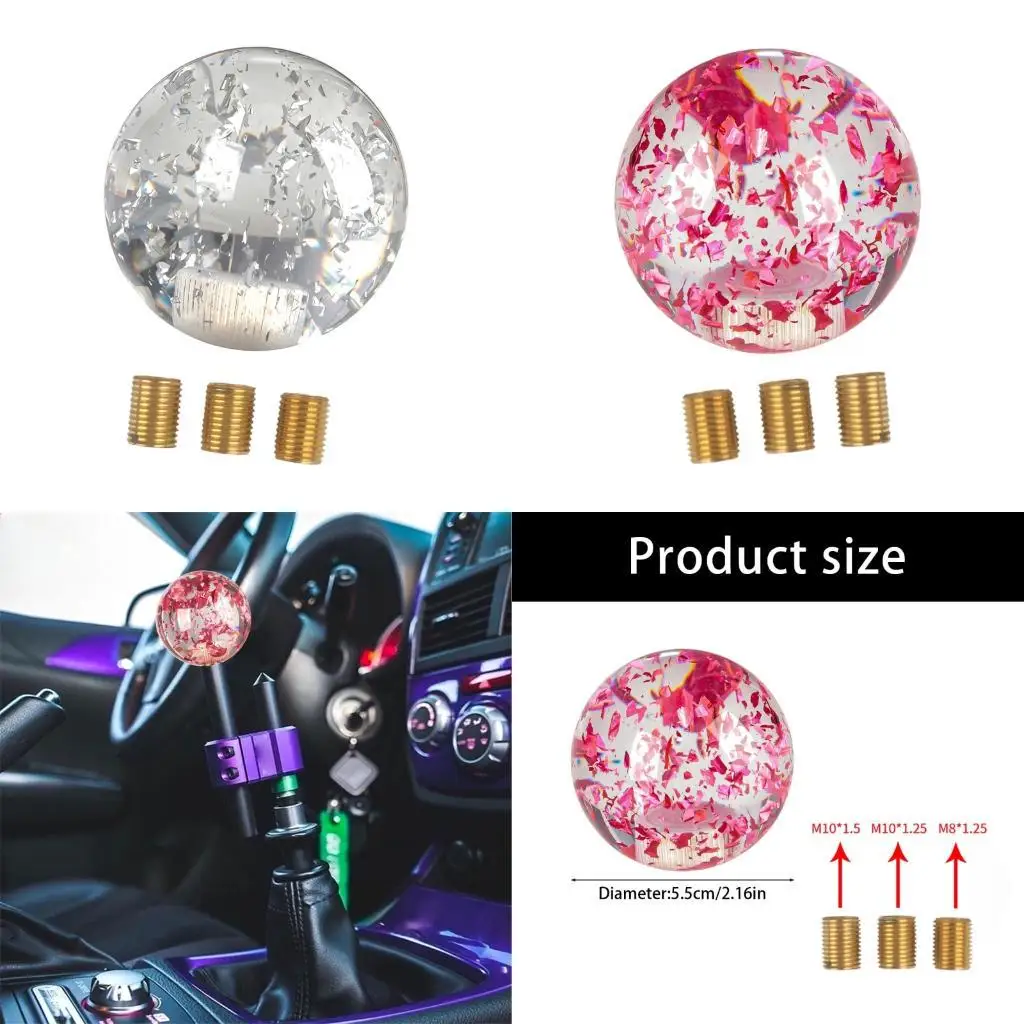 Unique Round Glass Transmission Handle Glitter Ball Gear Shifter Knob Decors Perfect For Auto Interior