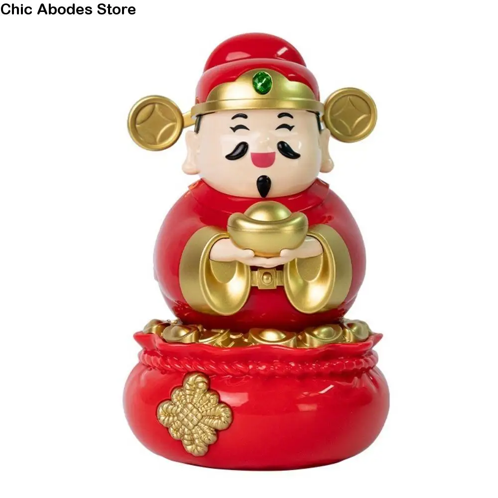 

Chinese Style God Of Fortune Sculpture Solar Powered ABS Material Solar Caishen Sculpture Cute Appearance Auto Shaking