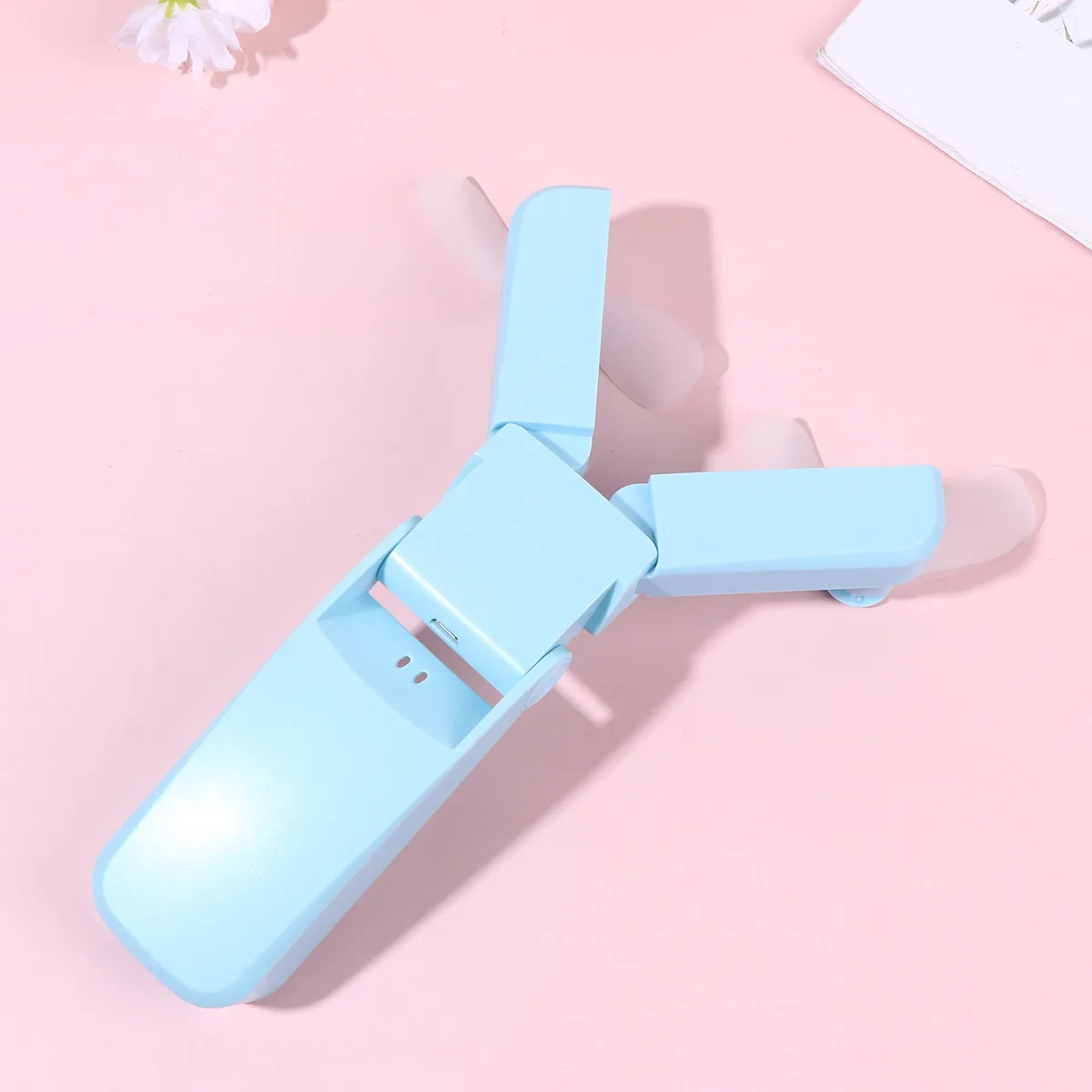 36pcs Mini Fan Double Head Usb Rechargeable Portable Folding Fan 2 Speed Modes Sky-Blue Compact Lightweight For Travel Outdoor