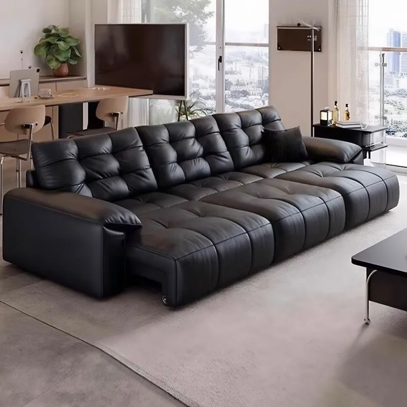 

Кожаный диван в итальянском минималистичном стиле, с мягким сиденьем, без притиска к стене, электрический, выдвижной, многофункциональный, простой.