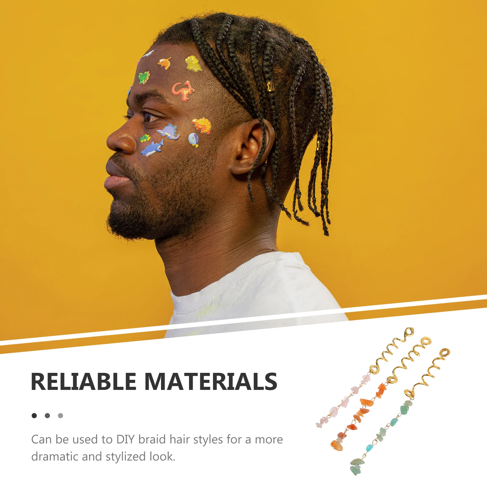 

6Pcs Braided Hair Jewelry Dreadlock Accessories Stone Pendant Beads Hair Charms for Braids Fashion Show Wedding Holiday Gift