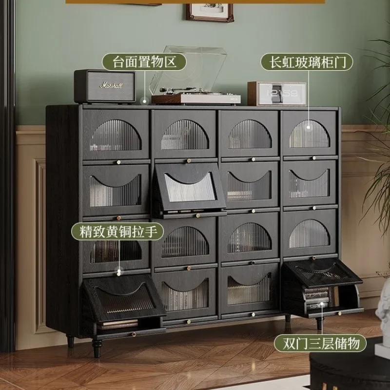 Mueble lateral de comedor de madera maciza francesa Retro, mueble de cocina, almacenamiento, sala de estar, mueble tipo cubo para té, taquilla de pared integrada