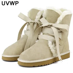 Top Quality Real Wool Snow Boots Women Boots 100% Real Sheepskin Leather Natural Fur Warm Winter Boots Women Shoes