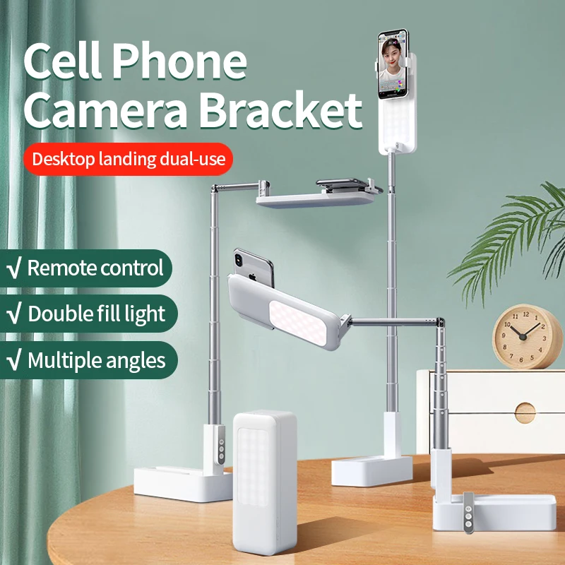 

Ringke Support Wireless Selfie Stick Phone stand for recording With Overhead Phone Mount With LED Fill Light For Recording