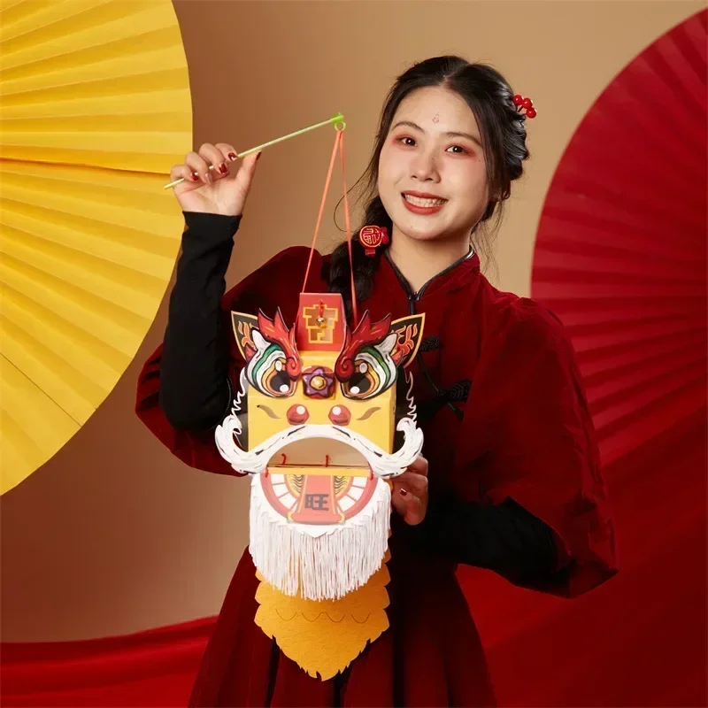 Diy Spring Festival Children\'s Lion Dance Material Package Dragon Traditional Handmade New Year\'s Day Gift Tiger Head Handmade