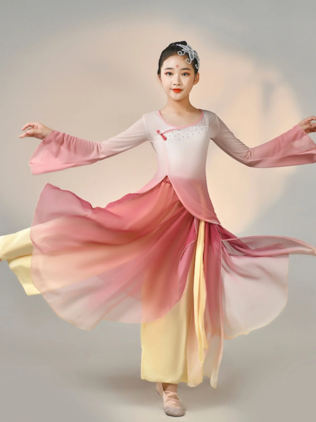 

Children's classical dance performance costumes, elegant children's gauze clothing, fan dance