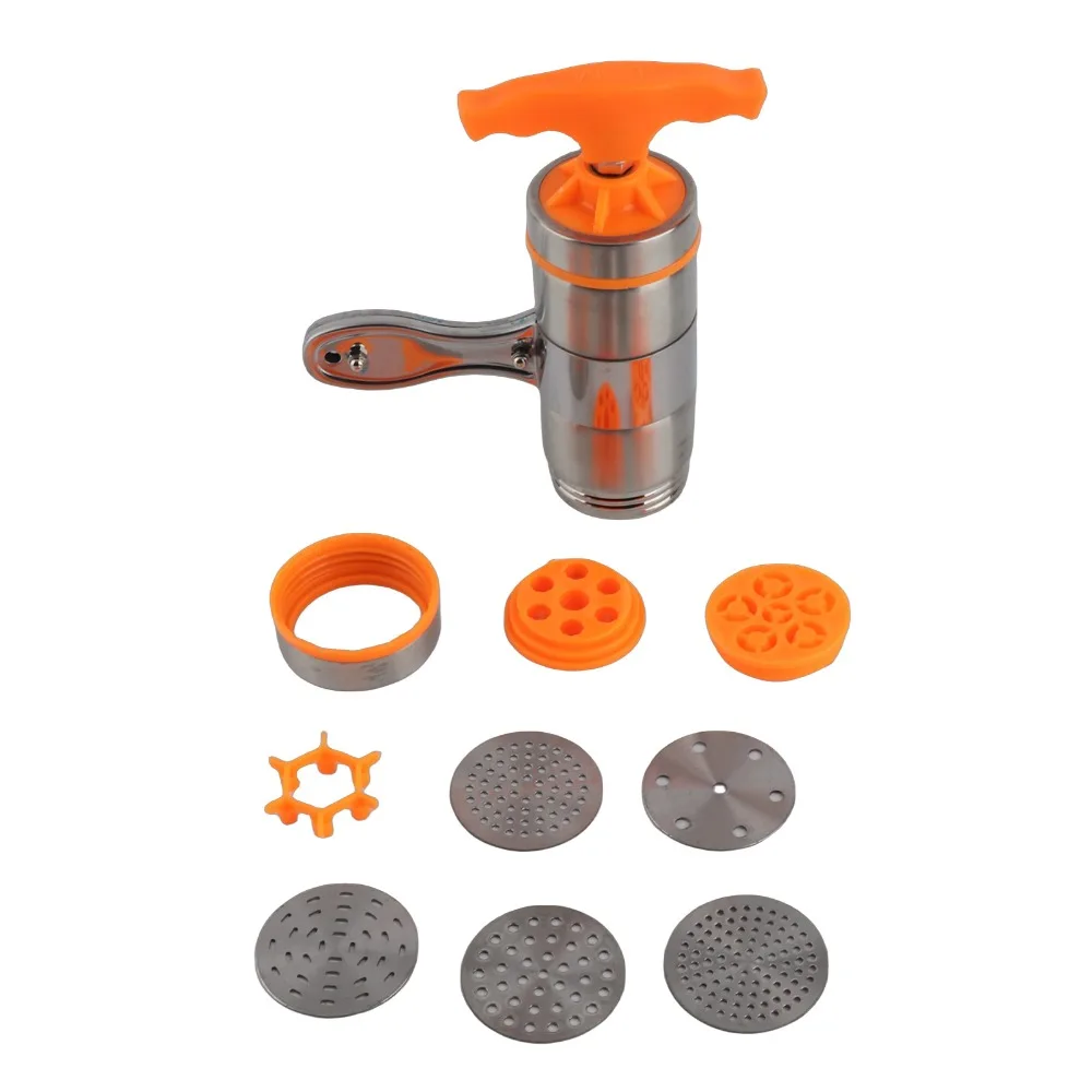Stainless Steel Noodle Press Machine 7 Interchangeable Noodle Mould Different Thickness Manual Pasta Maker Manual Operation