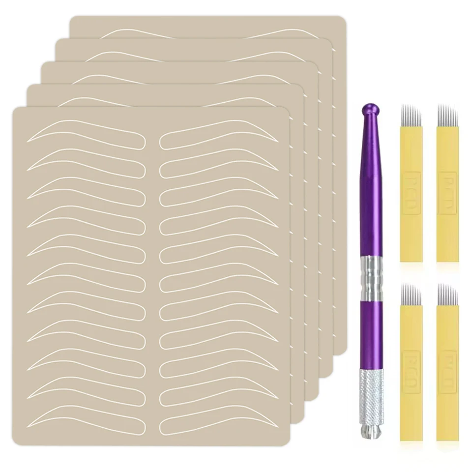 

Microblading Eyebrow Practice Skin Kit Eyebrow Tattoo Practice Latex Skin Manual Pen Microblading Needles for Permanent Makeup